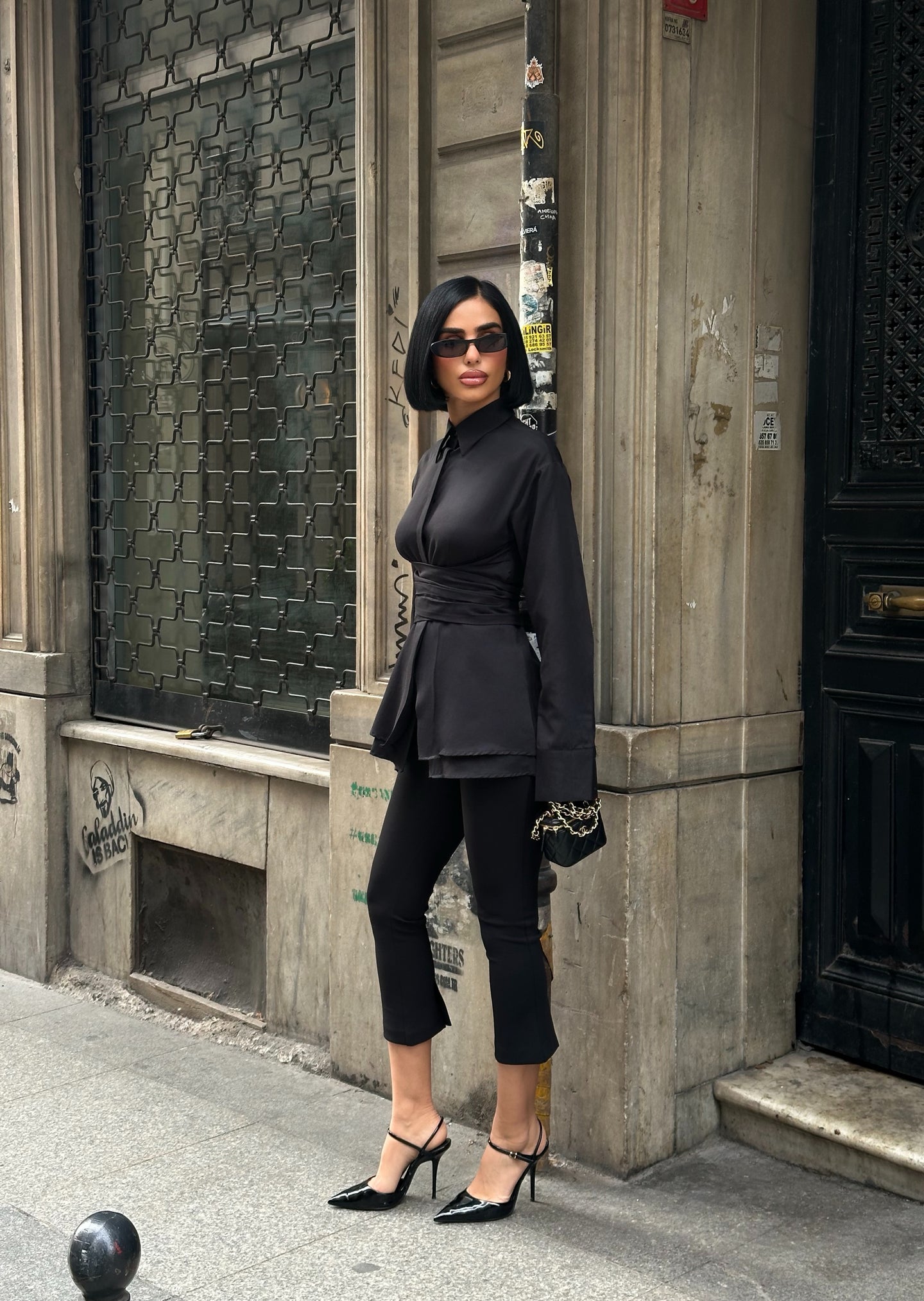 Sculpted Elegance Longline Shirt Dress Wrap Waist 1267