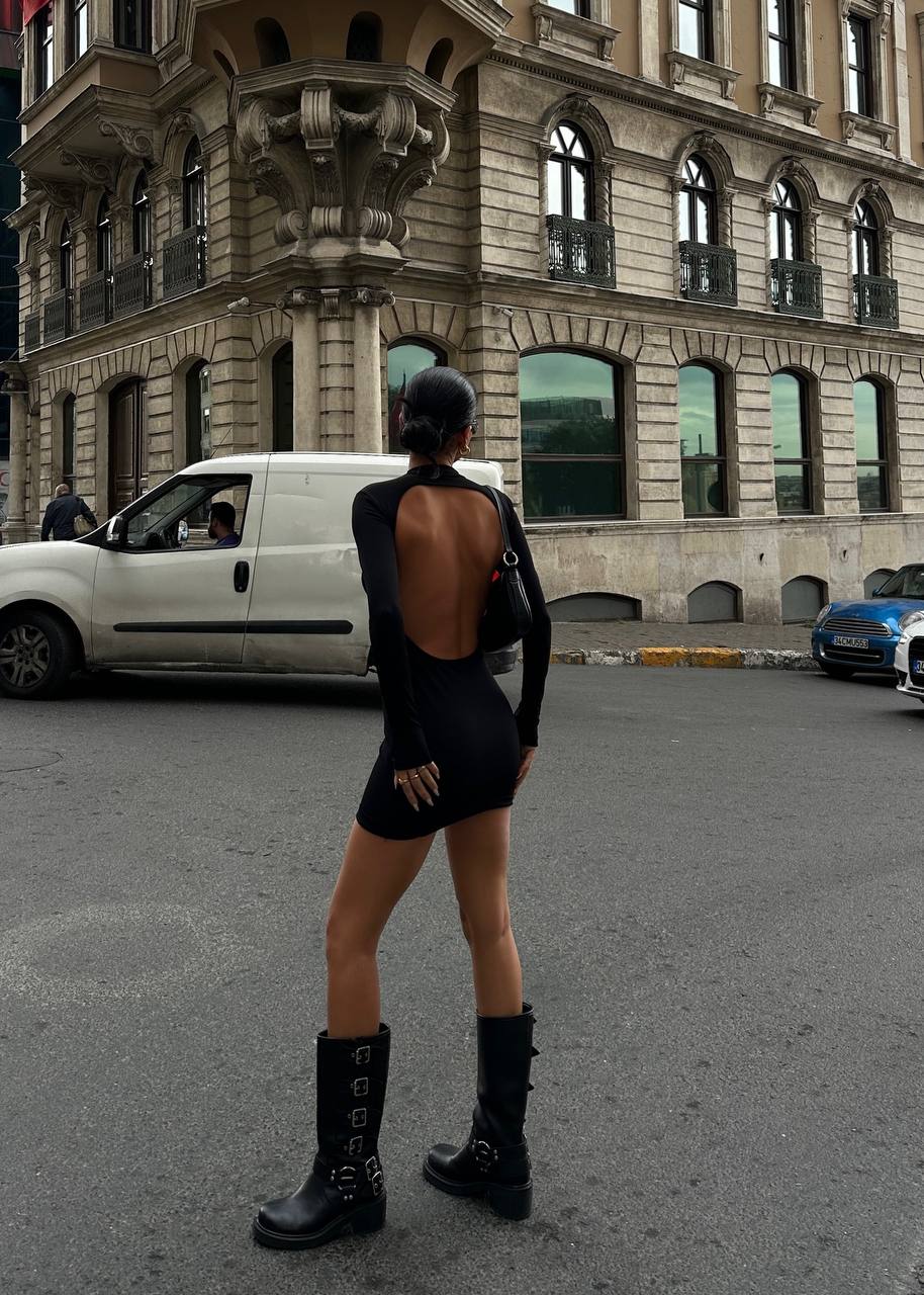 The Luxe Allure Open-Back Mini Dress - 1017