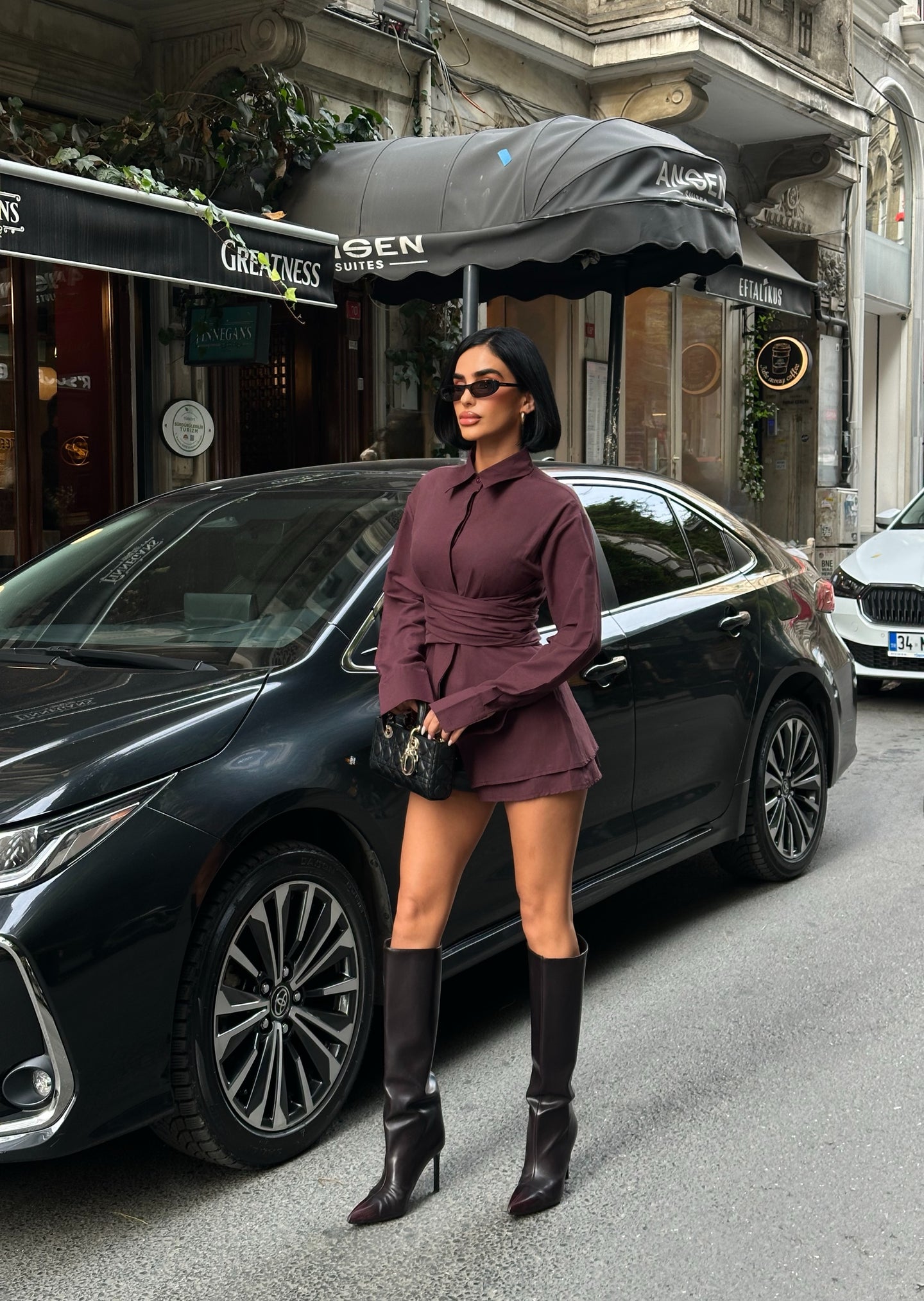 Sculpted Elegance Longline Shirt Dress Wrap Waist 1267