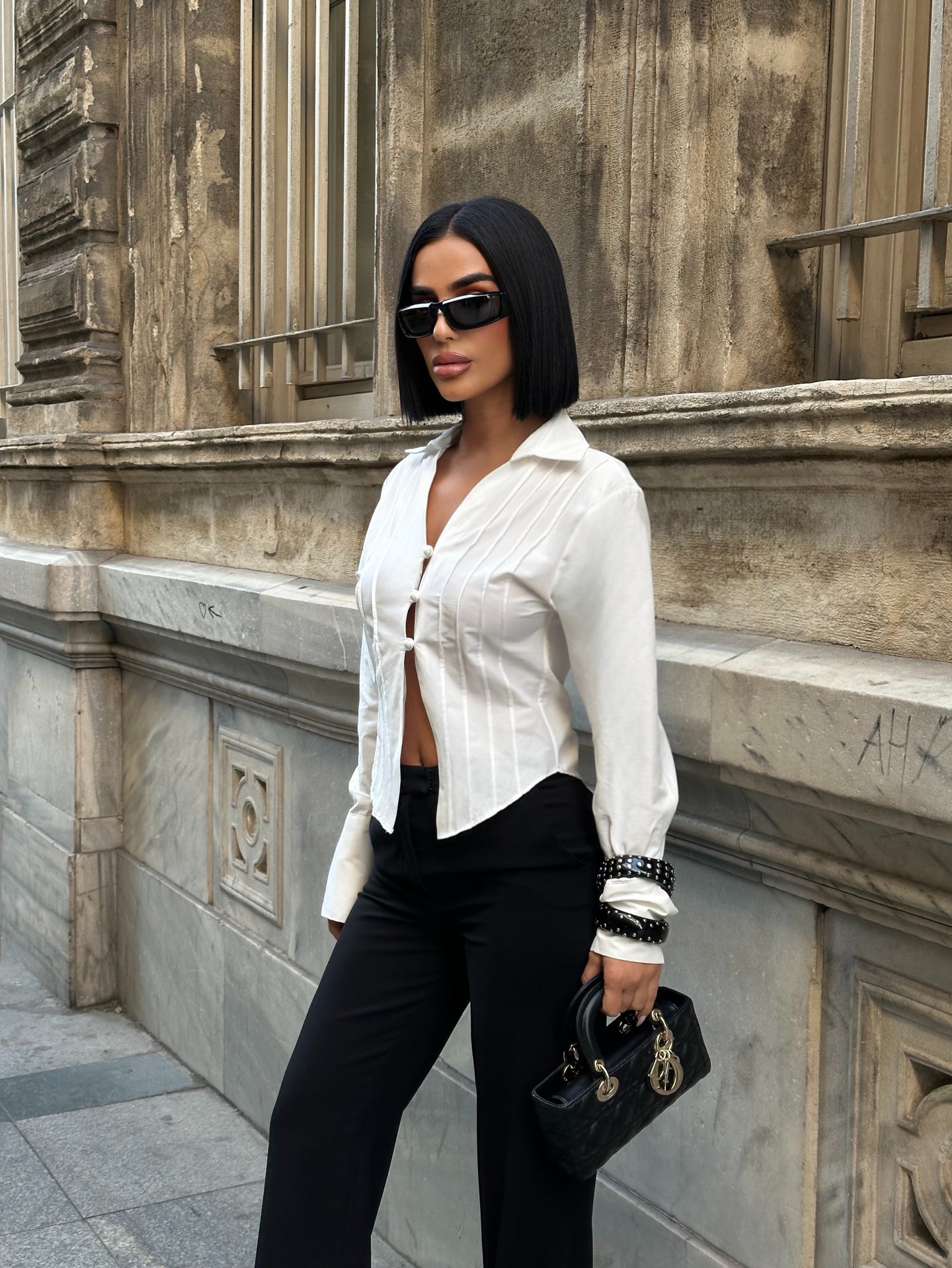 Sculpt Curve Button Shirt Tailored Waist Design 1265