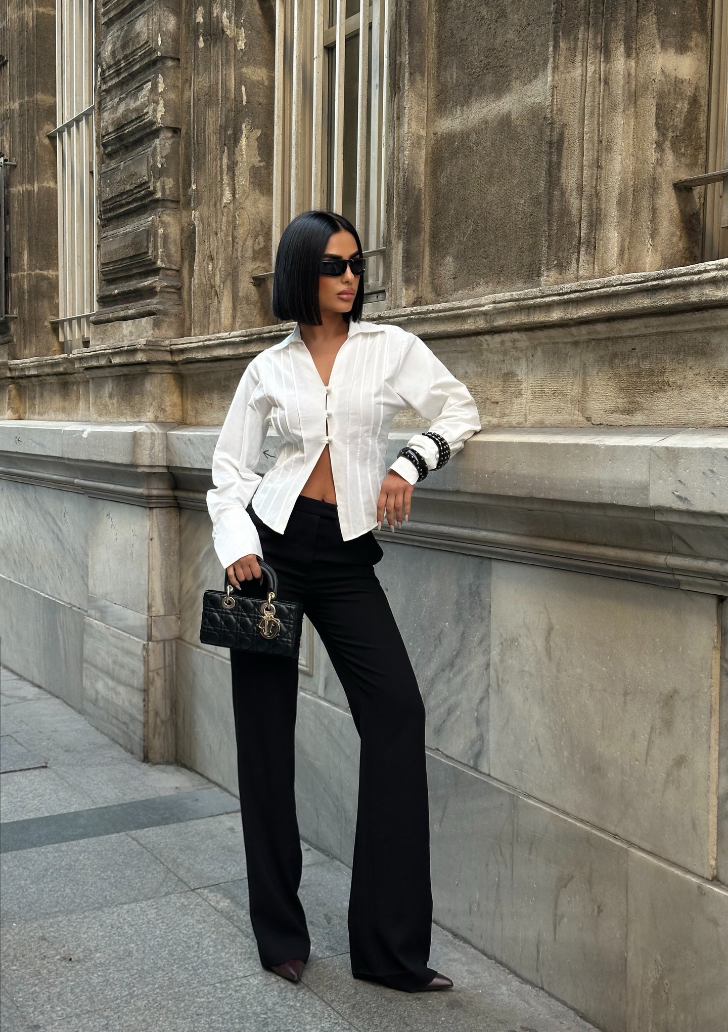 Sculpt Curve Button Shirt Tailored Waist Design 1265