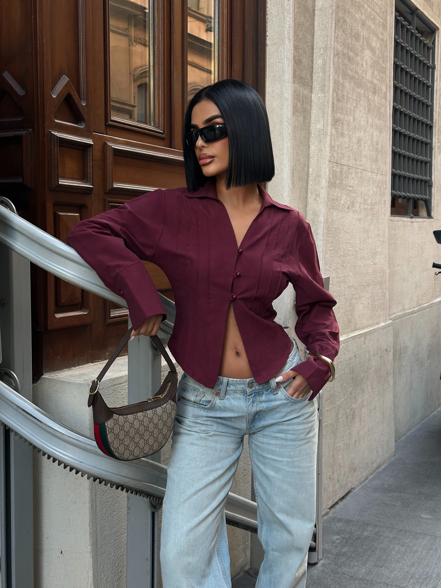 Sculpt Curve Button Shirt Tailored Waist Design 1265