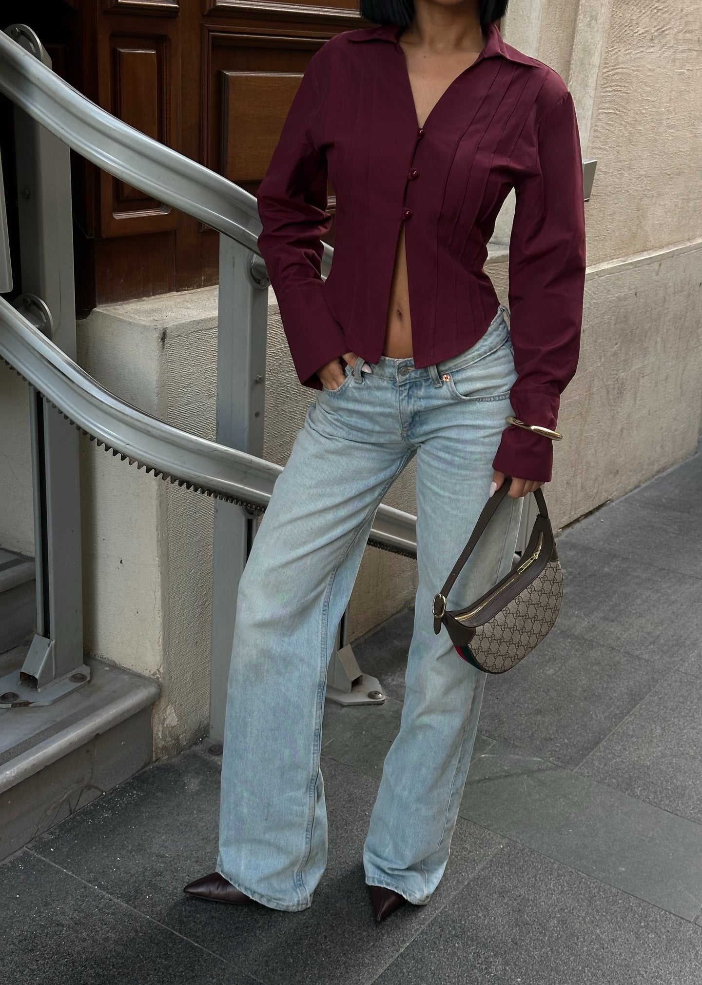 Sculpt Curve Button Shirt Tailored Waist Design 1265