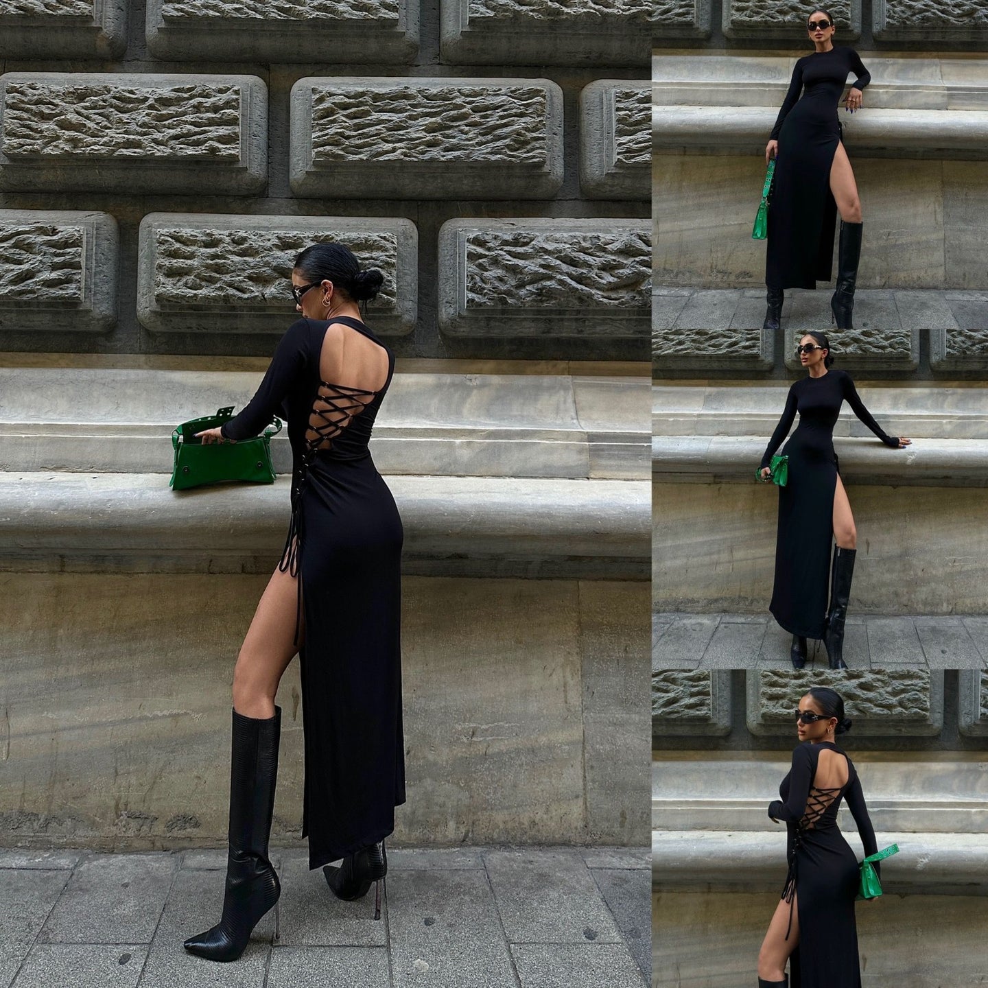 The Luxe Lace-Up Back Maxi Dress – 1075