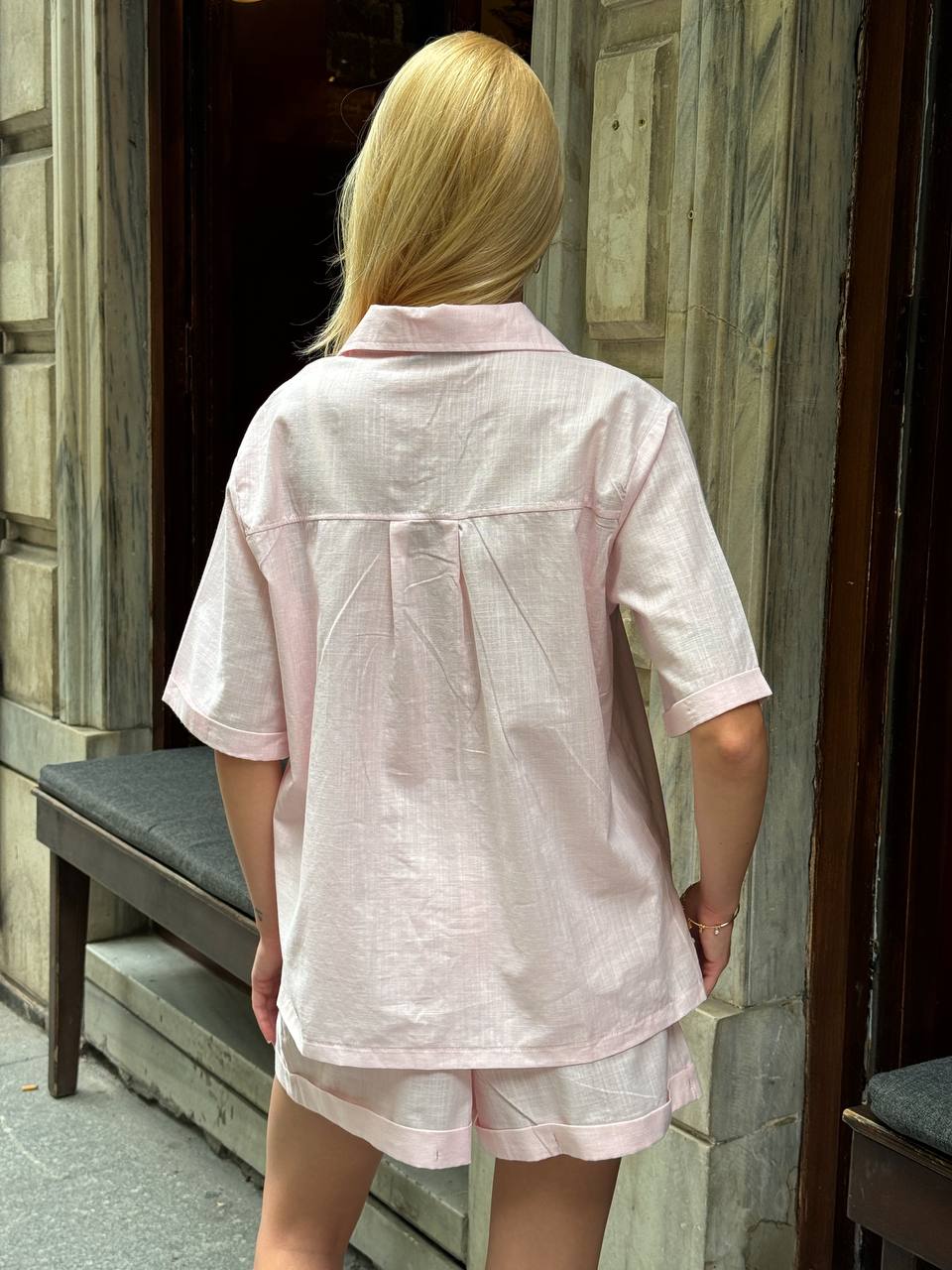 Relaxed Effortless Linen Shirt and Shorts Set – 1109