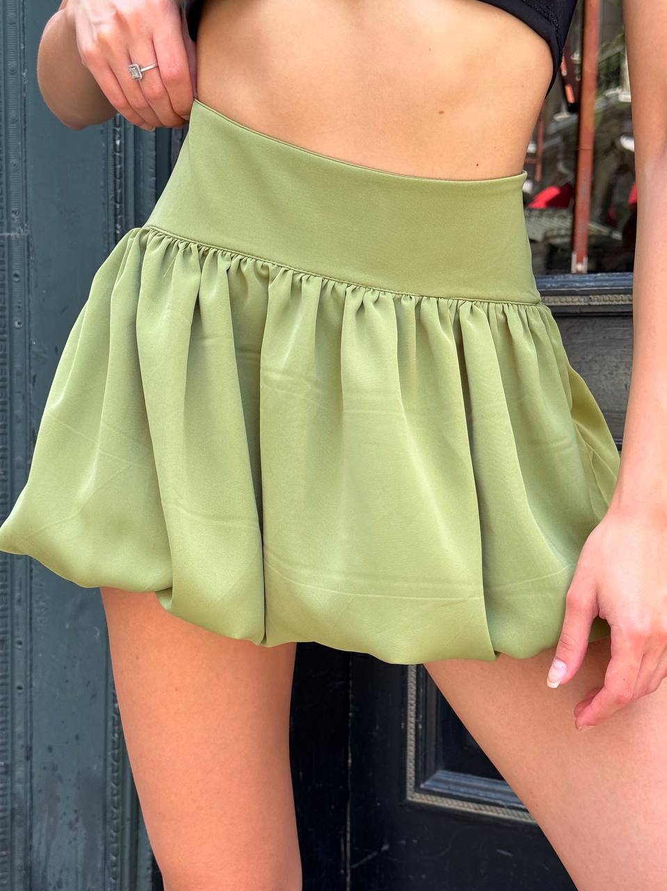 Sleek Satin Corset Top with Mini Skirt – 1108