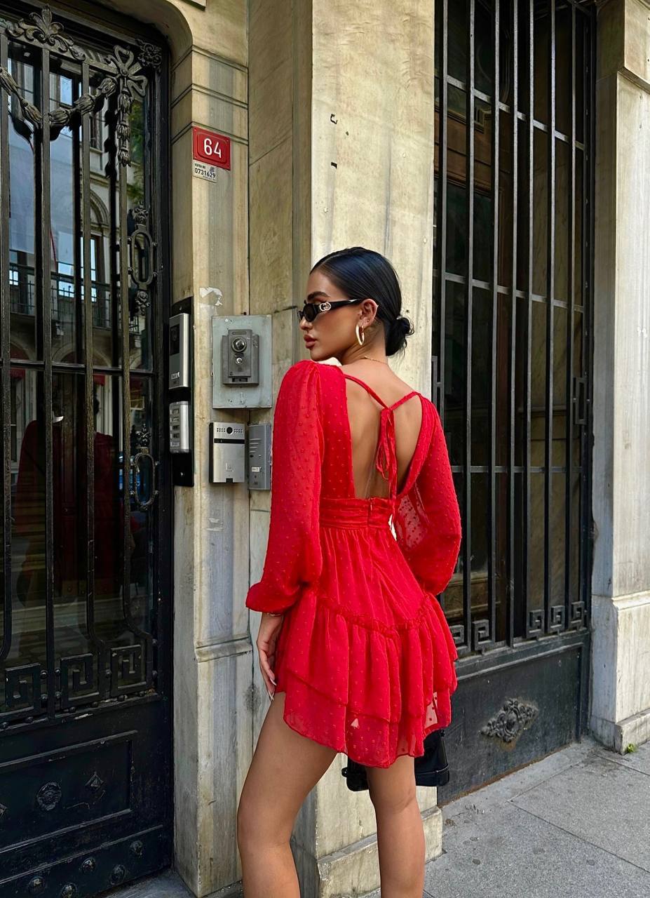 Ethereal Polka Dot Chiffon Dress – 1110