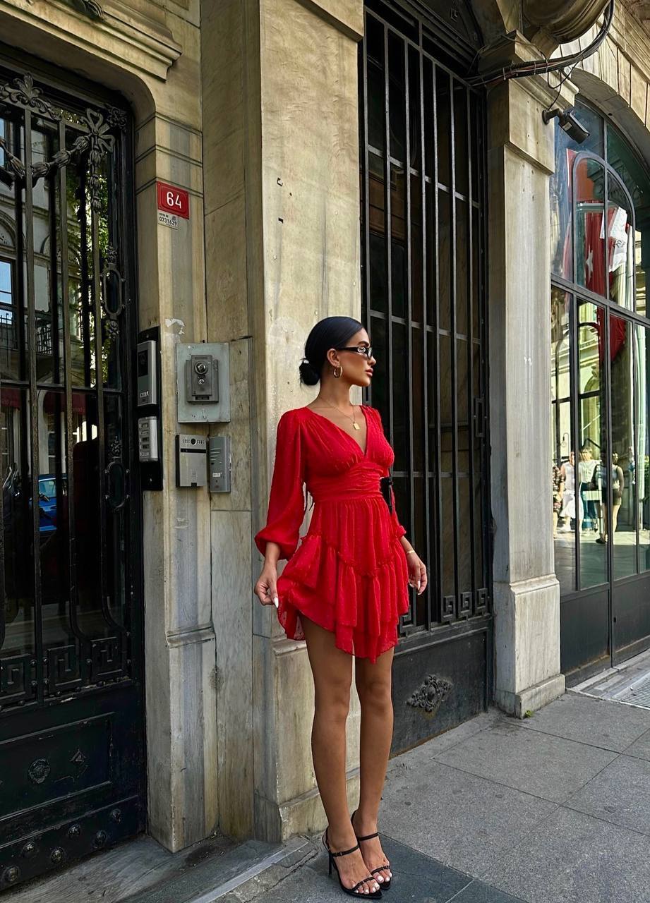 Ethereal Polka Dot Chiffon Dress – 1110