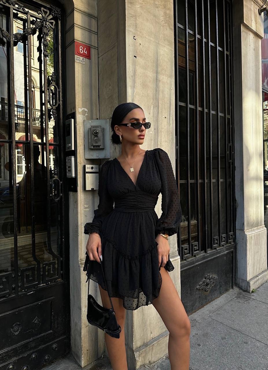 Ethereal Polka Dot Chiffon Dress – 1110