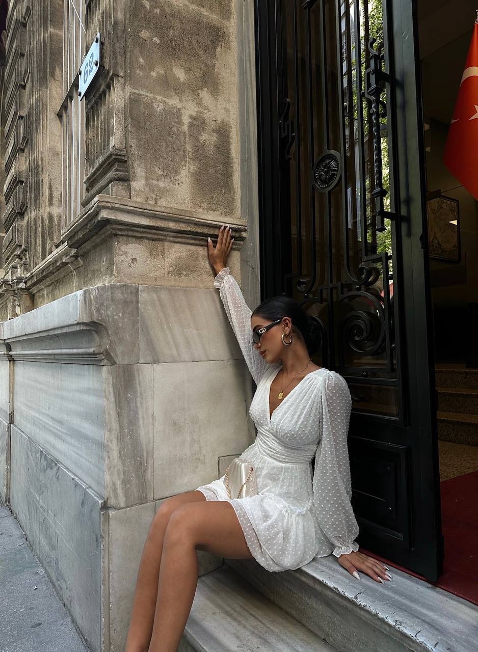 Ethereal Polka Dot Chiffon Dress – 1110