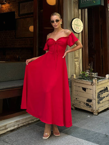 The Bella Off-Shoulder Maxi Dress – 1004