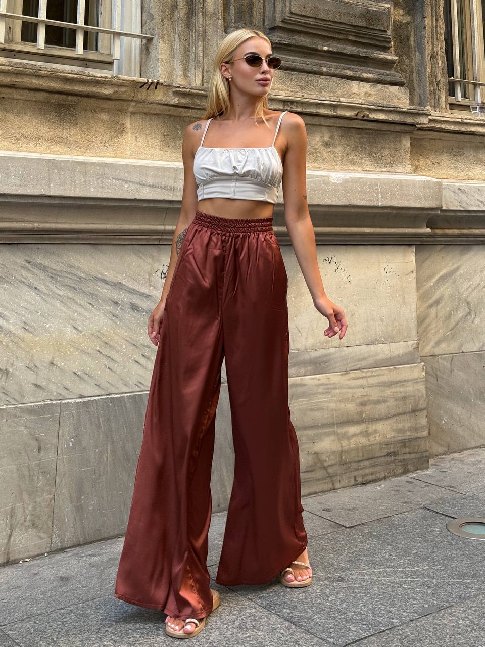 Luxe Satin Wide-Leg Pants – 1104