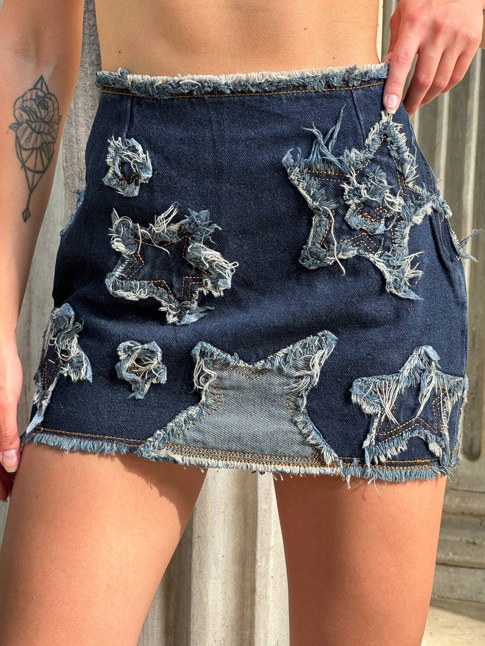 Starry Denim Mini Skirt - 1028