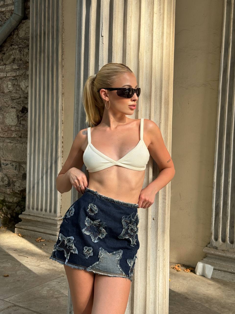 Starry Denim Mini Skirt - 1028