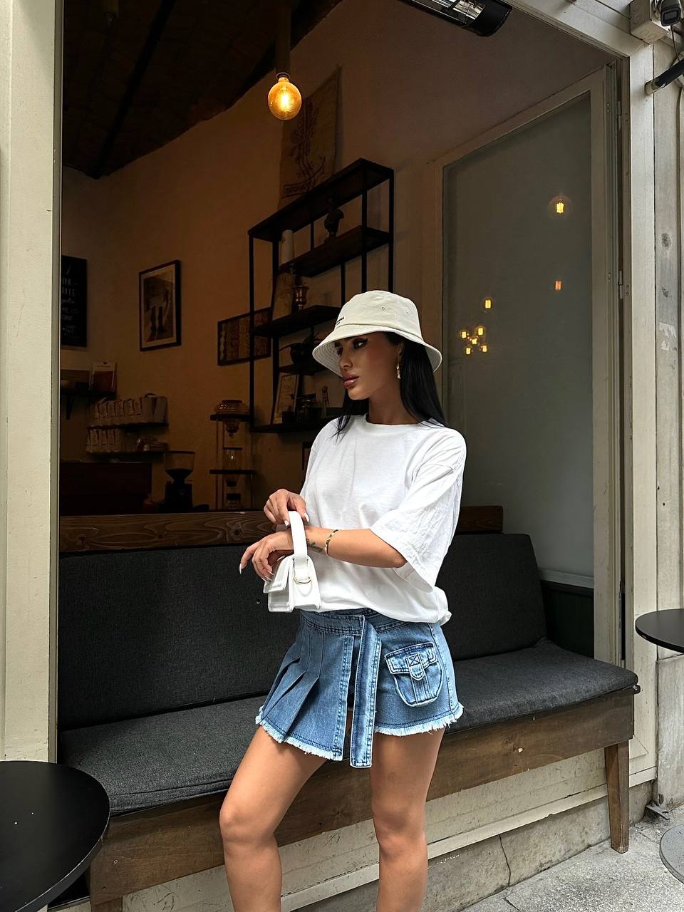 Urban Edge Pleated Denim Skort – 1096