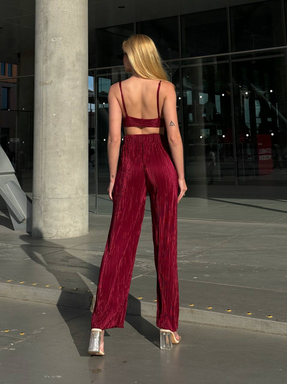 Lime Pleated Lounge Set – 1097