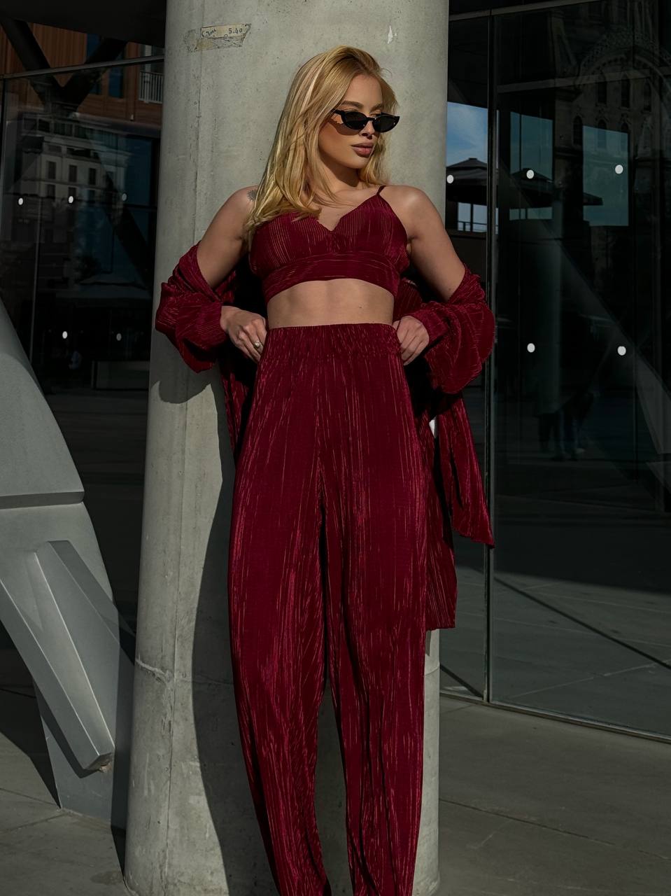 Lime Pleated Lounge Set – 1097