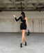 The Noir Luxe Asymmetrical Mini Dress Set - 1019