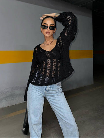 The Urban Edge Distressed Knit Sweater – 1095