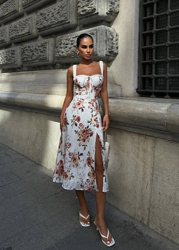 The Floral Charm Midi Dress – 1094