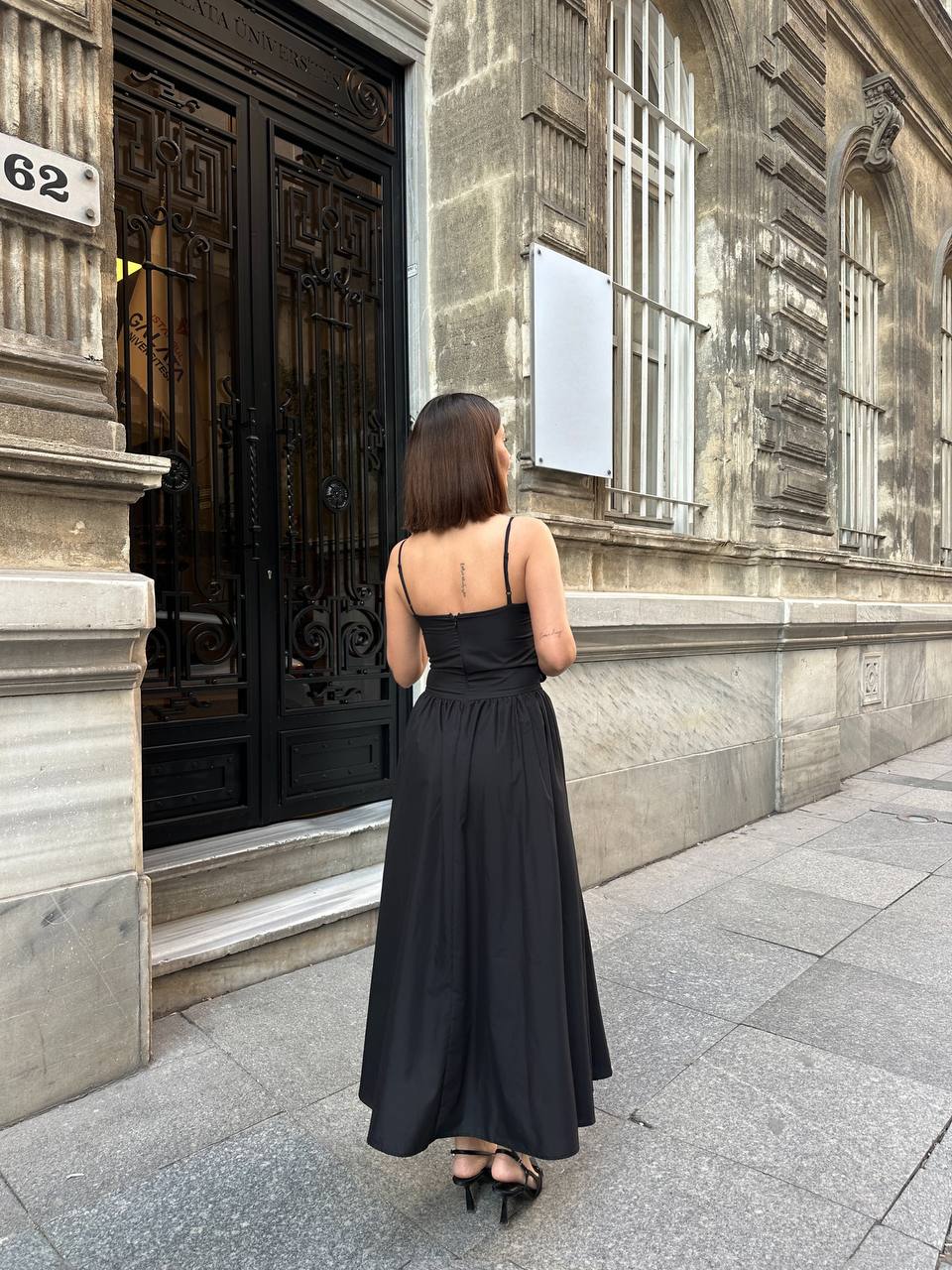 The Lace-Up Elegance Midi Dress - 1163