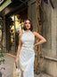 Ethereal Pleated Halter Maxi Dress - 1178