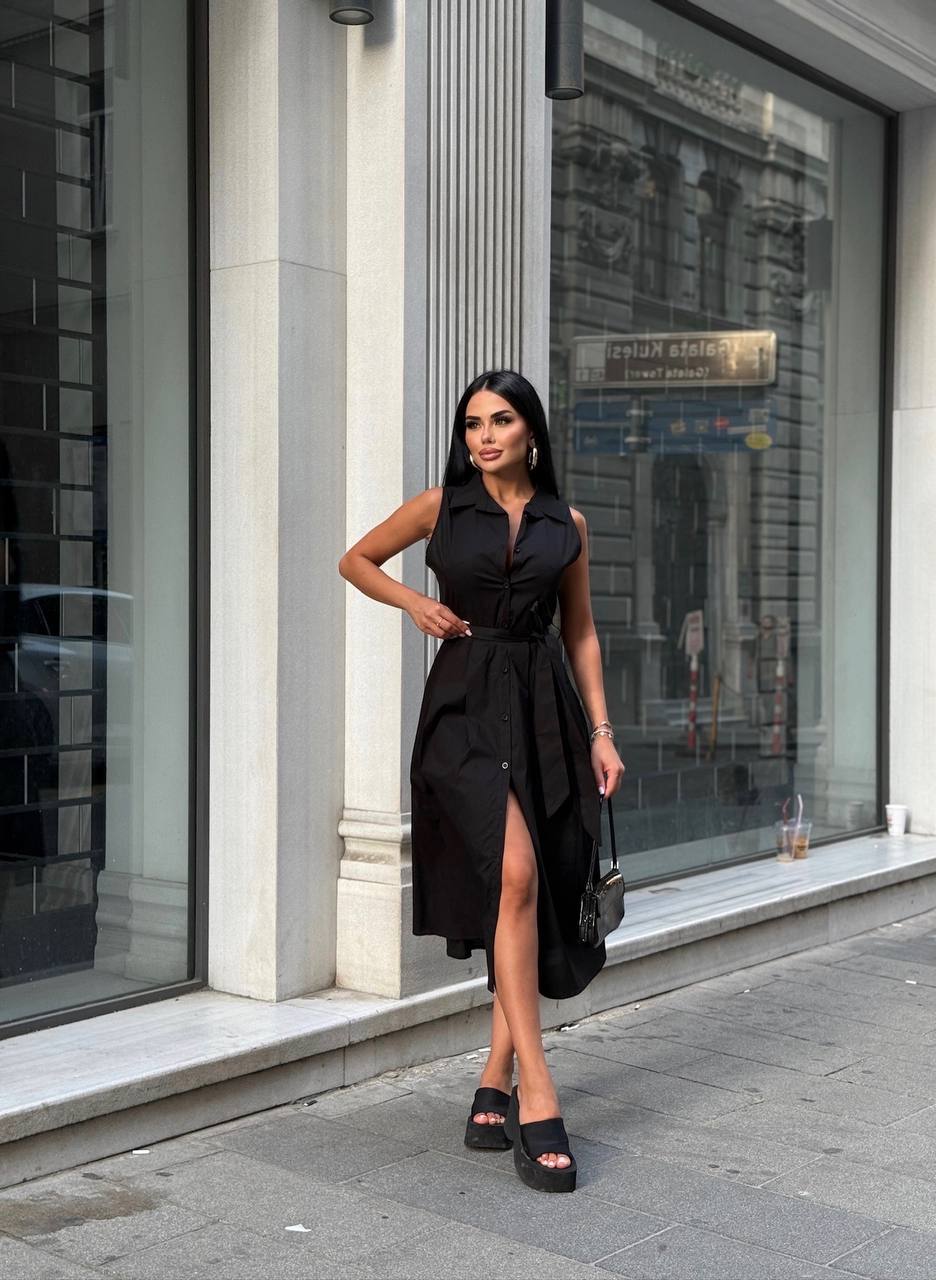 Urban Grace Button-Down Midi Dress – 1231