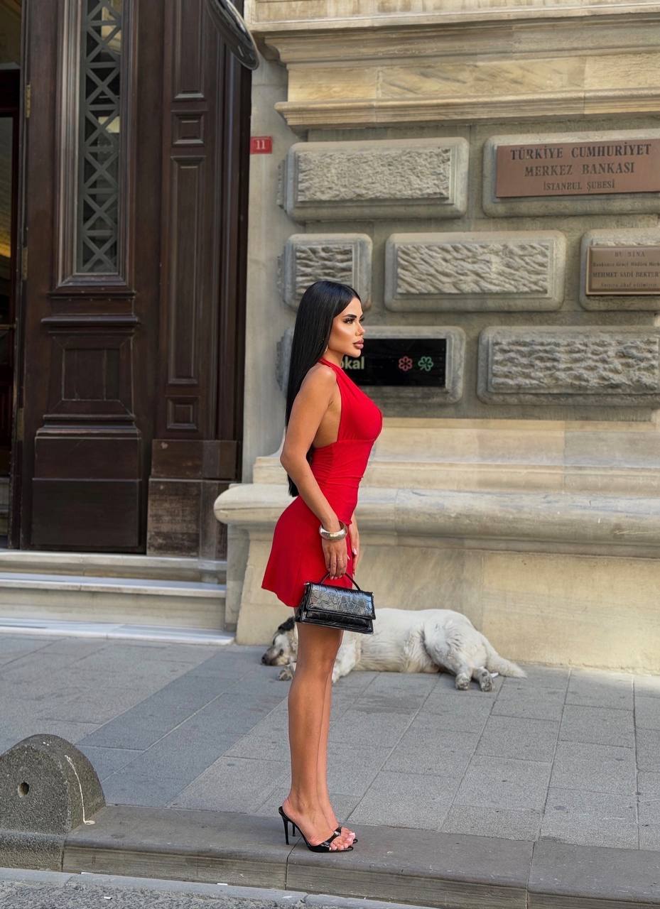 Velvet Flame Halter Mini Dress Night Luxe Edition - 1233