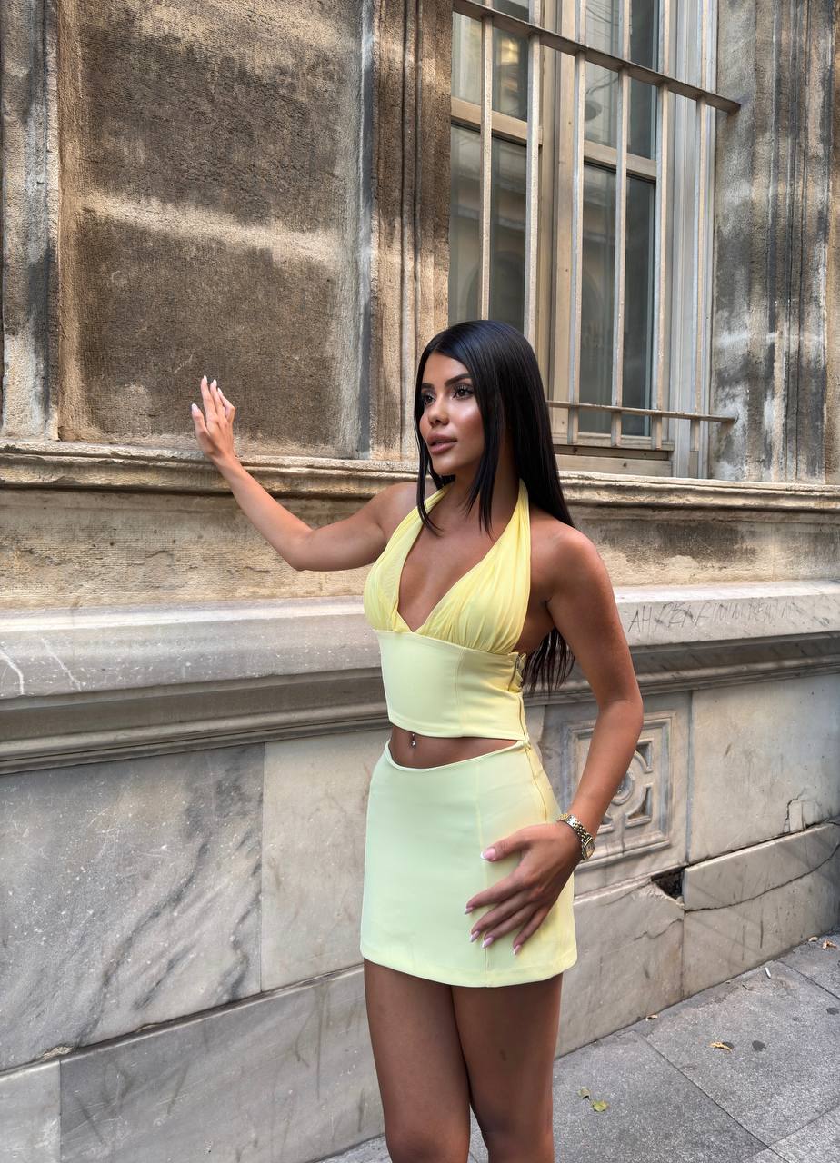 The Soleil Two-Piece Halter Mini Set – 1236