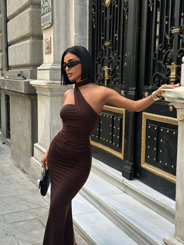 Eternal Muse Maxi Dress One-Shoulder Draped Detail - 1245