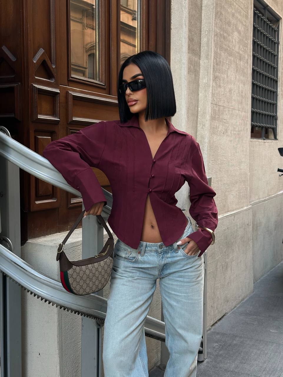 Sculpt Curve Button Shirt Tailored Waist Design 1265