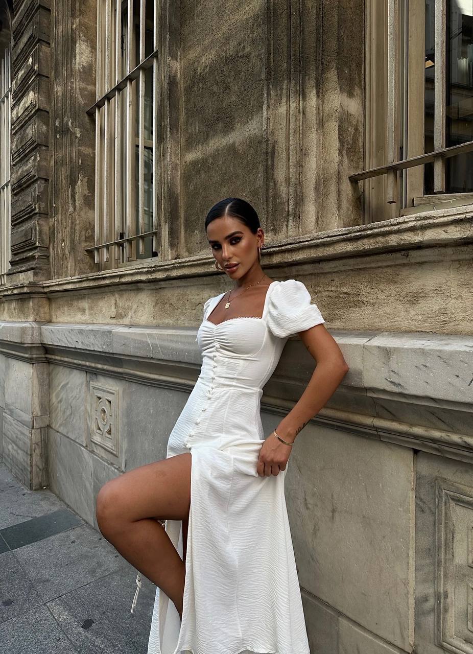 The Noir Elegance Slit Midi Dress - 1092