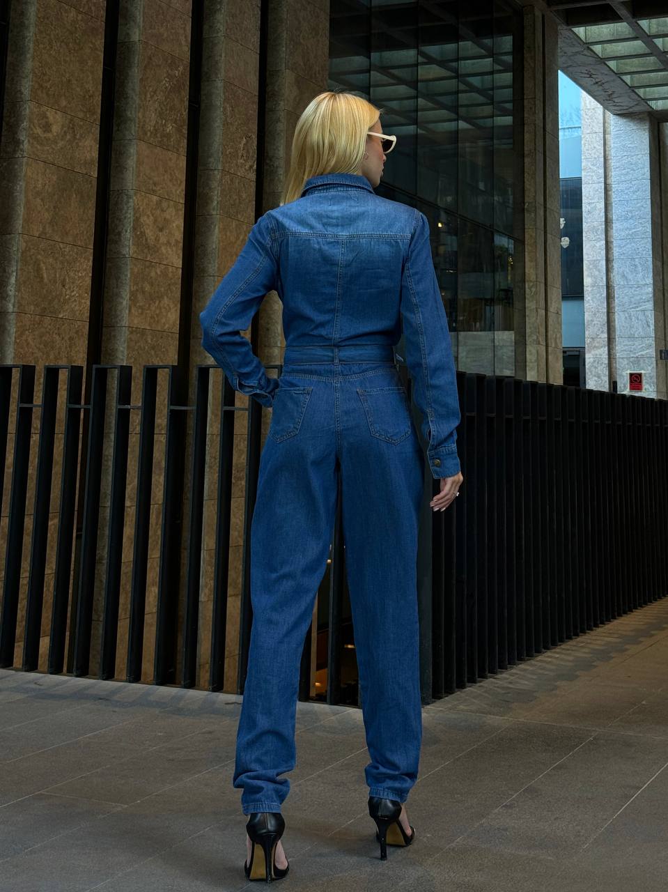 The Classic Denim Belted Jumpsuit – 1091