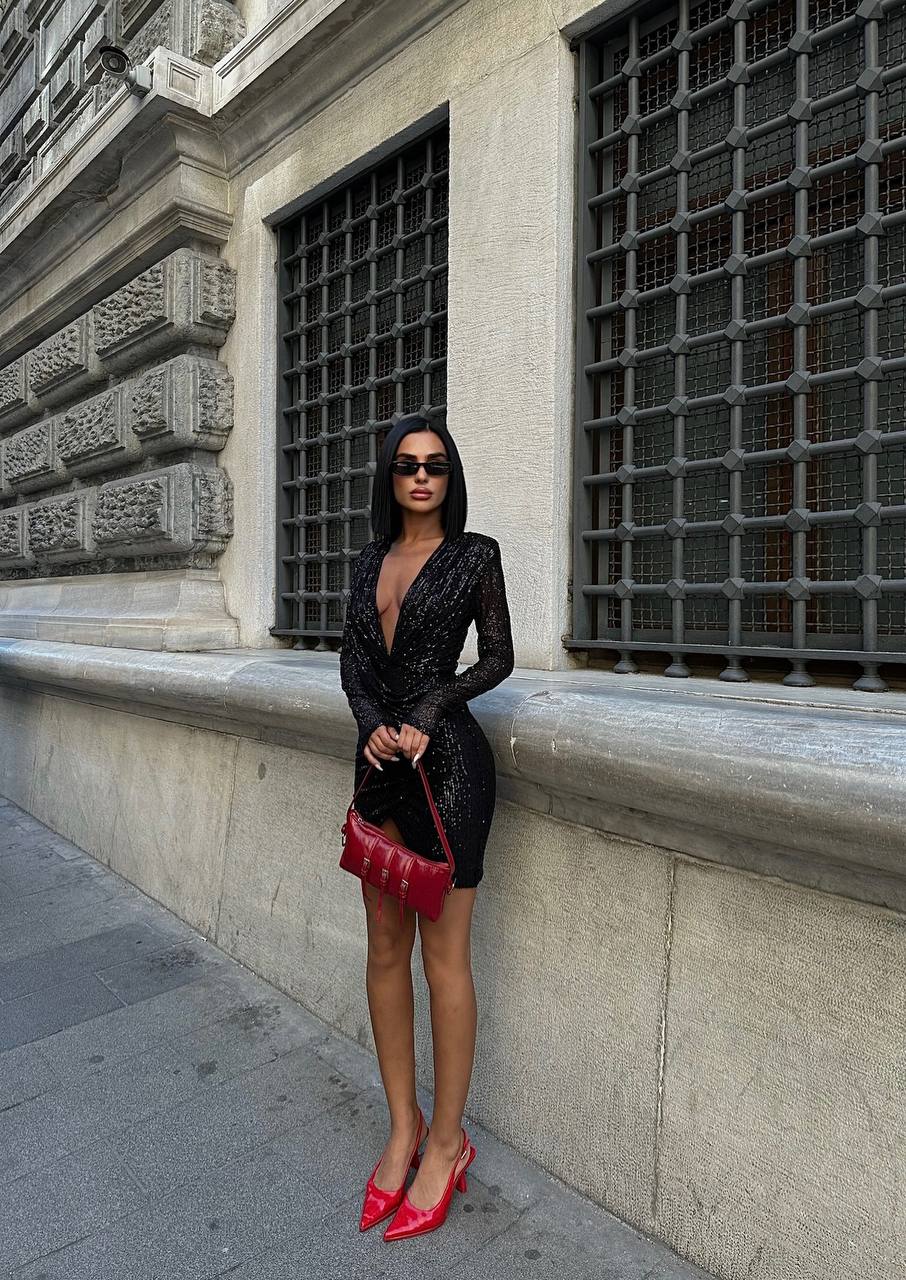 The Radiant Sequin Drape Mini Dress – 1080