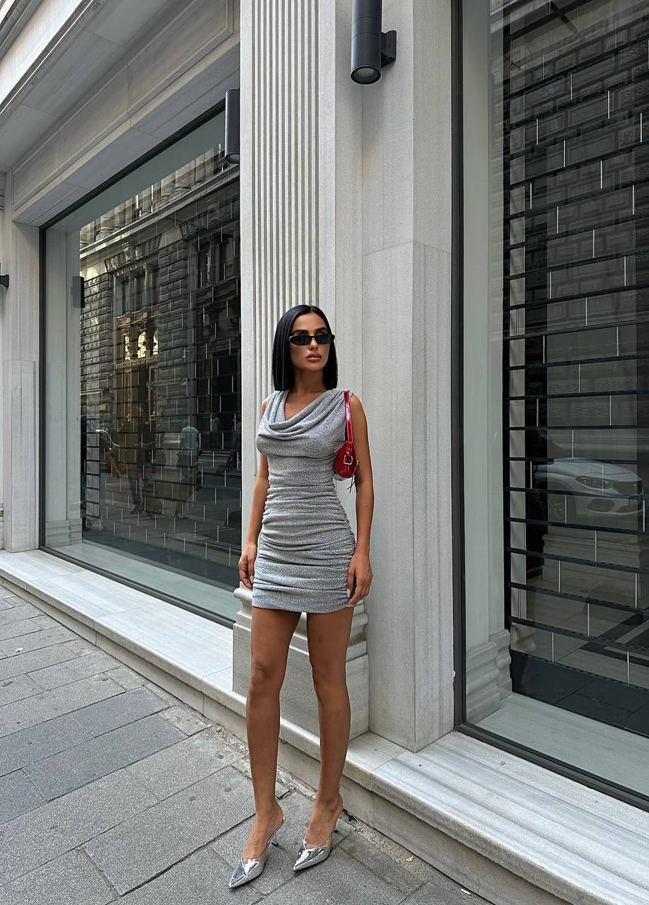 The Elegance Drape Mini Dress – 1078