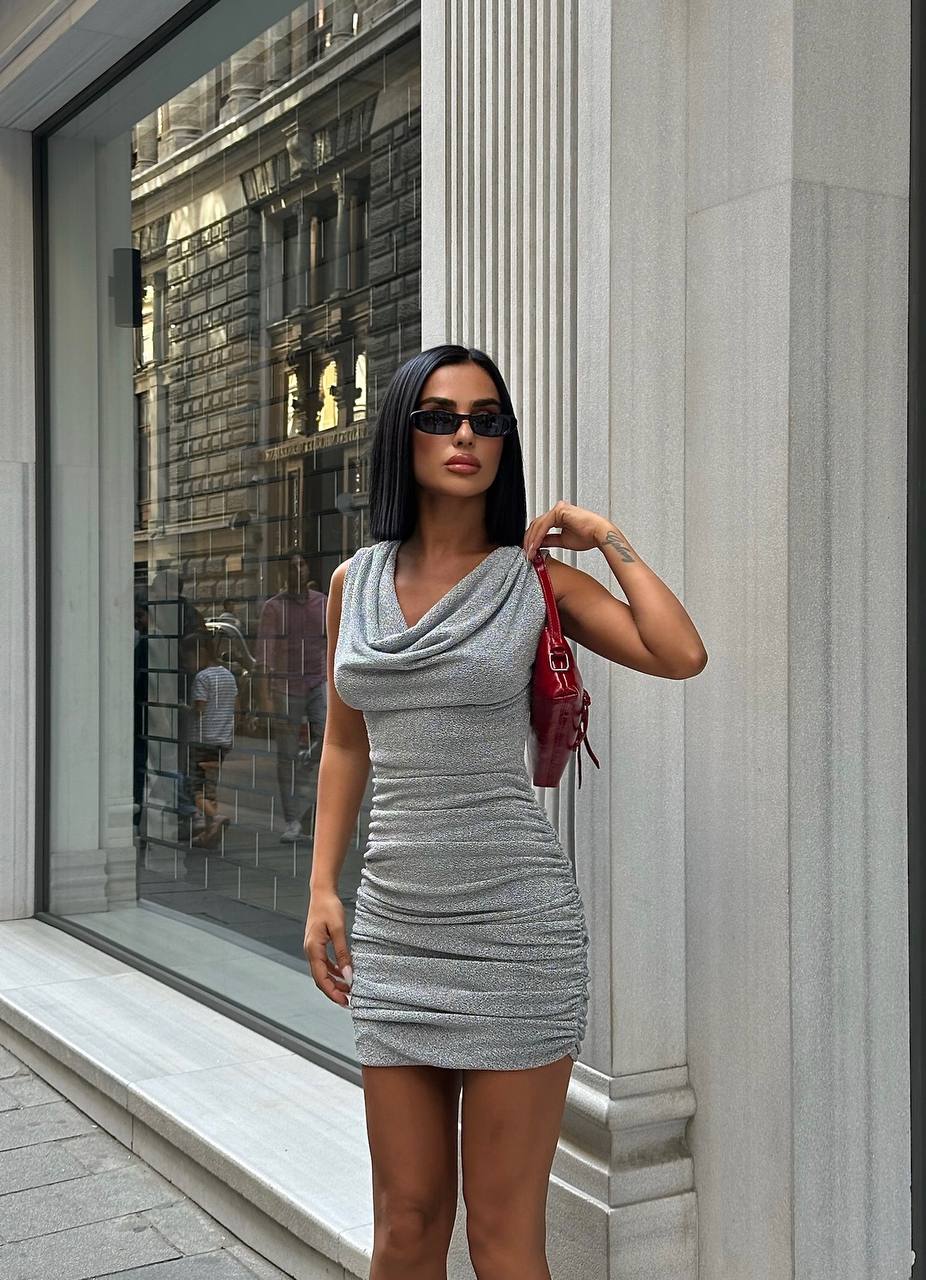 The Elegance Drape Mini Dress – 1078