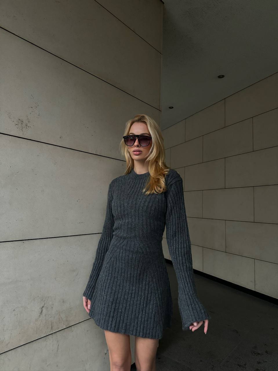 The Bella Ribbed Knit Mini Dress – 1070