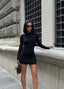 The Seamline Ribbed Long Sleeve Mini Dress - 1069