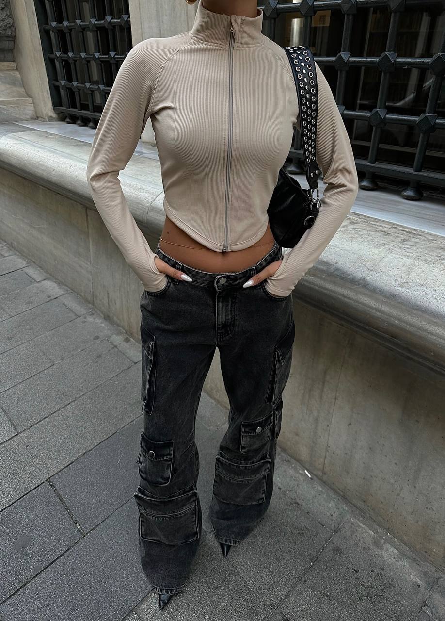 The Luxe Zip-Up Crop Top – 1049