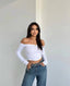 The Elegance Off-Shoulder Long Sleeve Crop Top - 1063