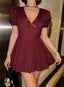 Vintage Charm Puff Sleeve Mini Dress - 1174