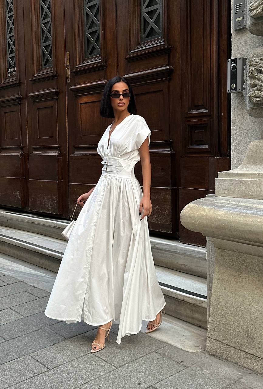 The Empress Waist-Cinched Maxi Dress Statement Elegance - 1189