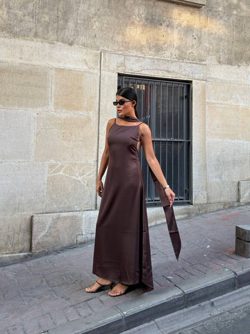 The Nova Backless Satin Maxi Dress Timeless Drape - 1235