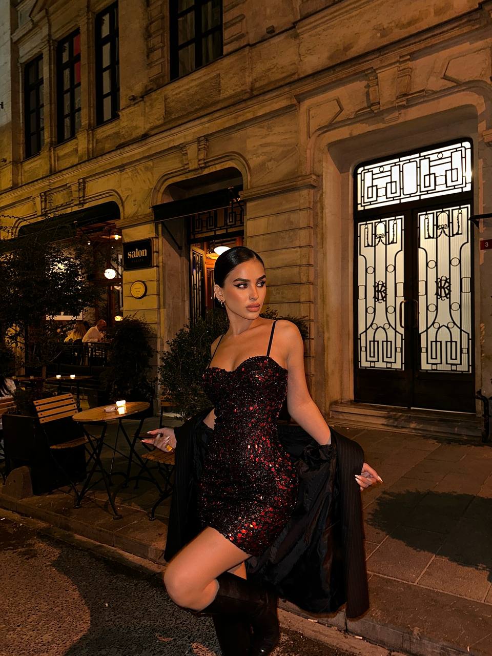 Midnight Glitter Sequin Mini Dress – 1059