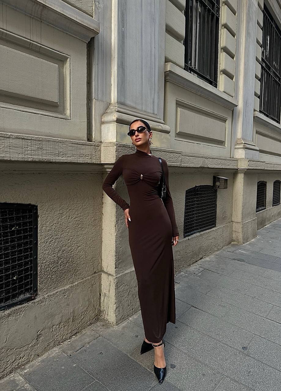 Mocha Twist Midi Dress – 1056