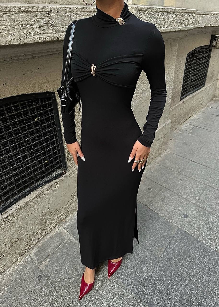 Mocha Twist Midi Dress – 1056