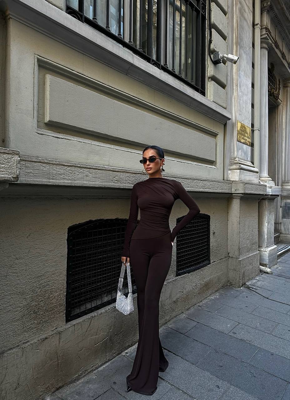 The Luxe Ruched Long-Sleeve Jumpsuit – 1046