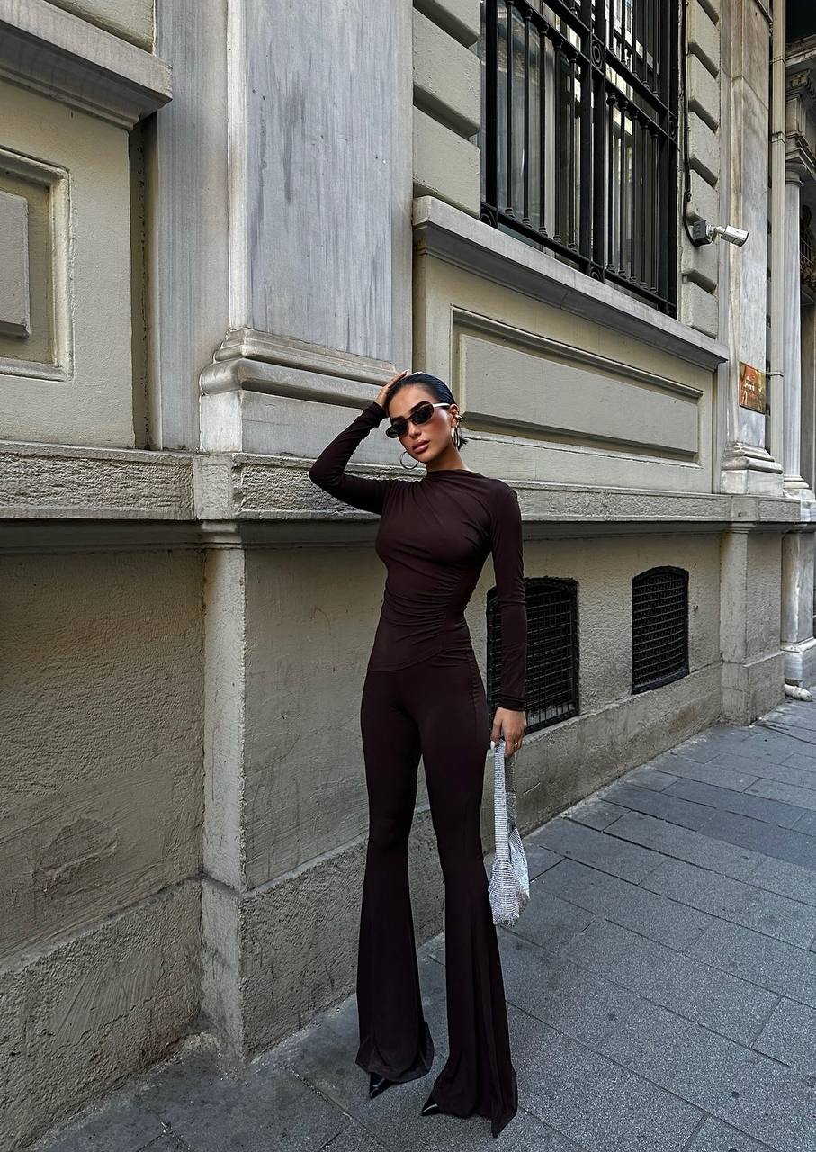 The Luxe Ruched Long-Sleeve Jumpsuit – 1046