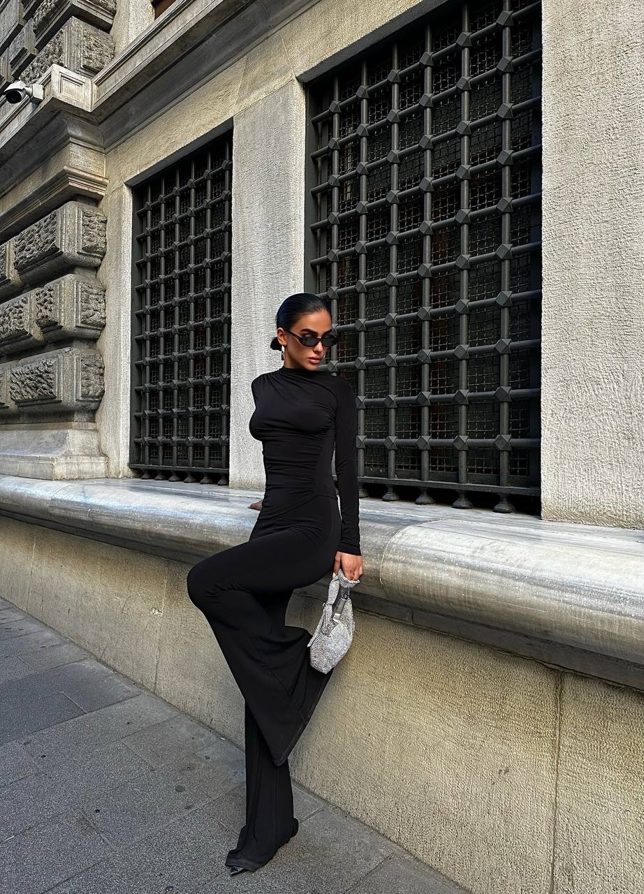 The Luxe Ruched Long-Sleeve Jumpsuit – 1046