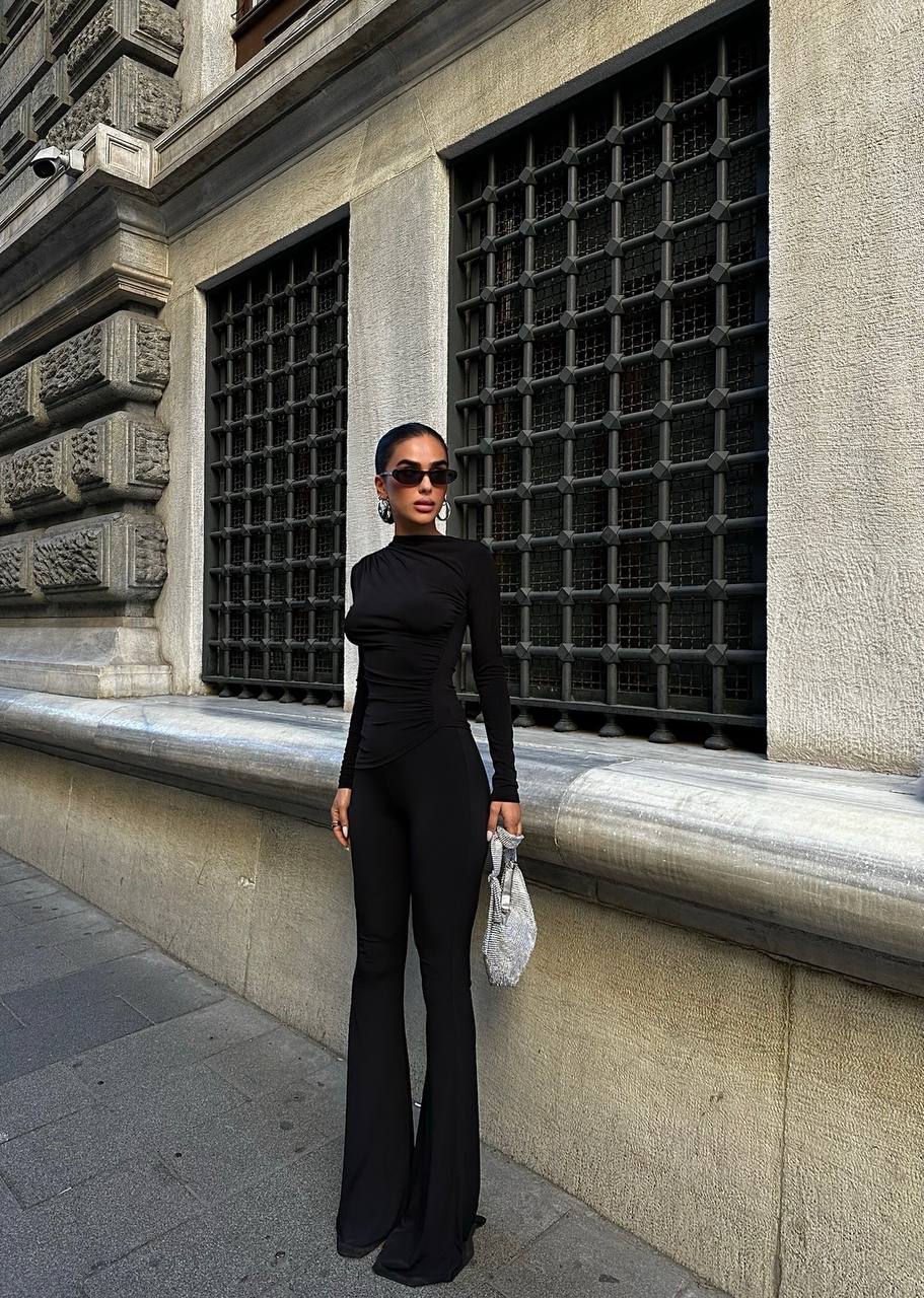 The Luxe Ruched Long-Sleeve Jumpsuit – 1046